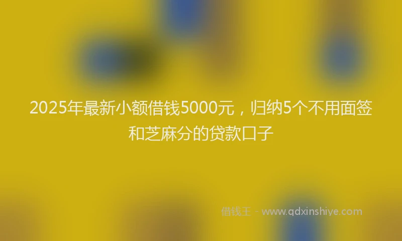 2025年最新小额借钱5000元，归纳5个不用面签和芝麻分的贷款口子