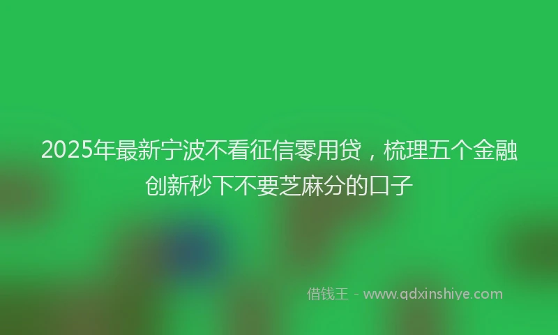 2025年最新宁波不看征信零用贷，梳理五个金融创新秒下不要芝麻分的口子