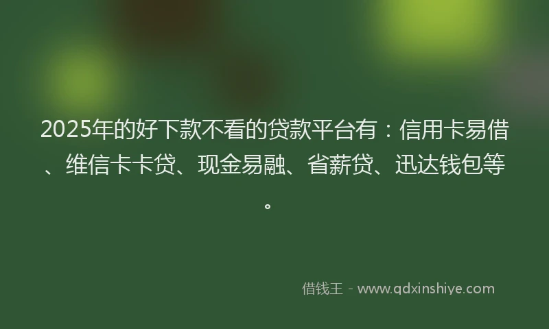 2025年的好下款不看的贷款平台有：信用卡易借、维信卡卡贷、现金易融、省薪贷、迅达钱包等。