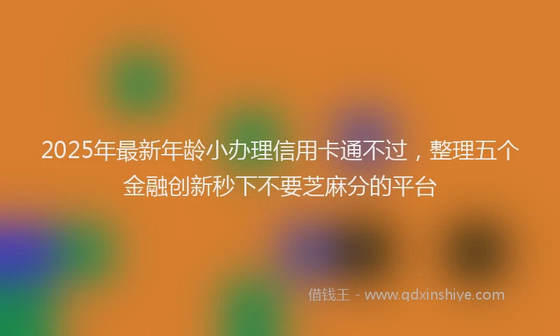 2025年最新年龄小办理信用卡通不过，整理五个金融创新秒下不要芝麻分的平台