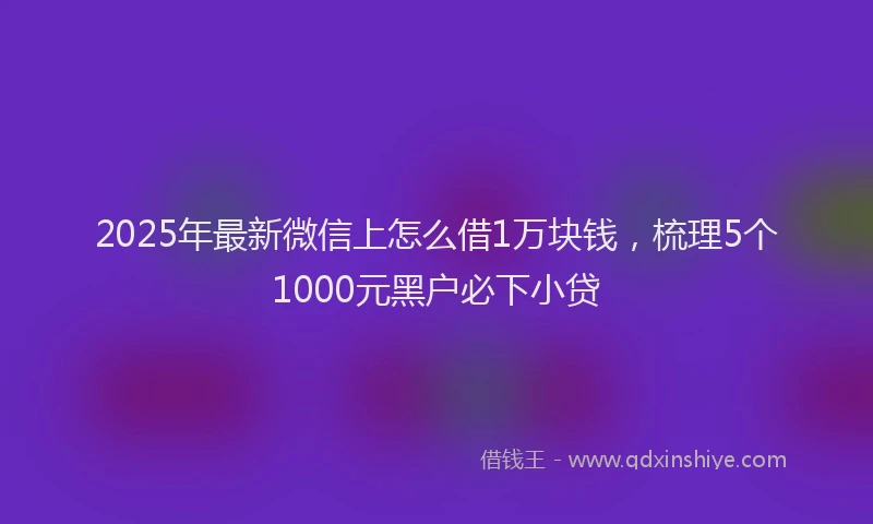 2025年最新微信上怎么借1万块钱，梳理5个1000元黑户必下小贷