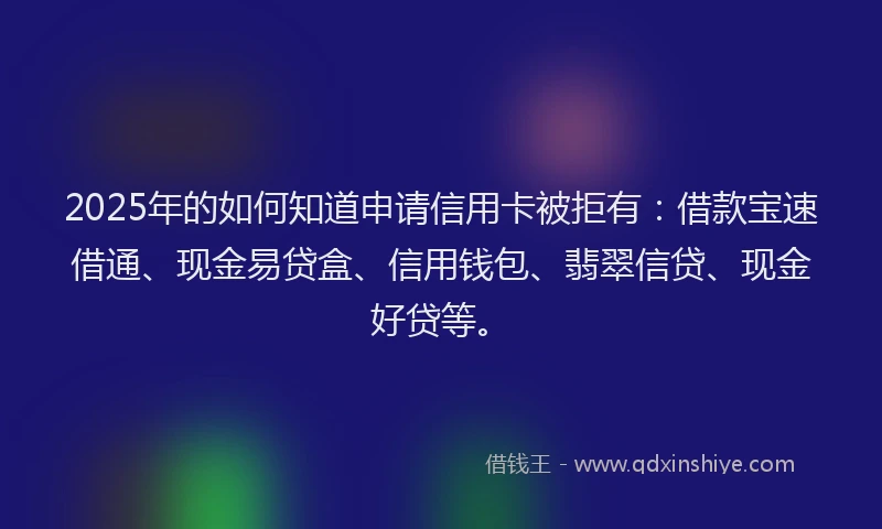 2025年的如何知道申请信用卡被拒有：借款宝速借通、现金易贷盒、信用钱包、翡翠信贷、现金好贷等。