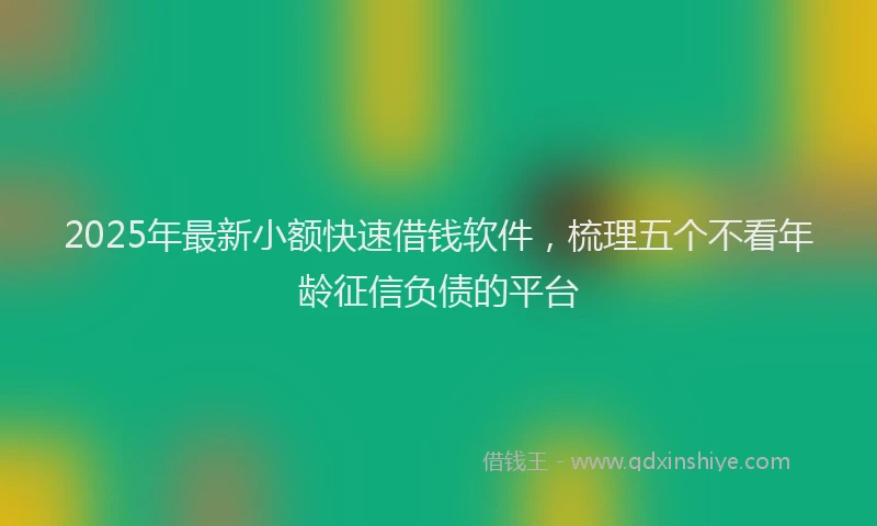 2025年最新小额快速借钱软件，梳理五个不看年龄征信负债的平台