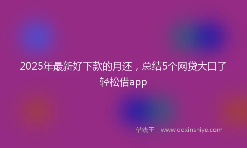 2025年最新好下款的月还，总结5个网贷大口子轻松借app