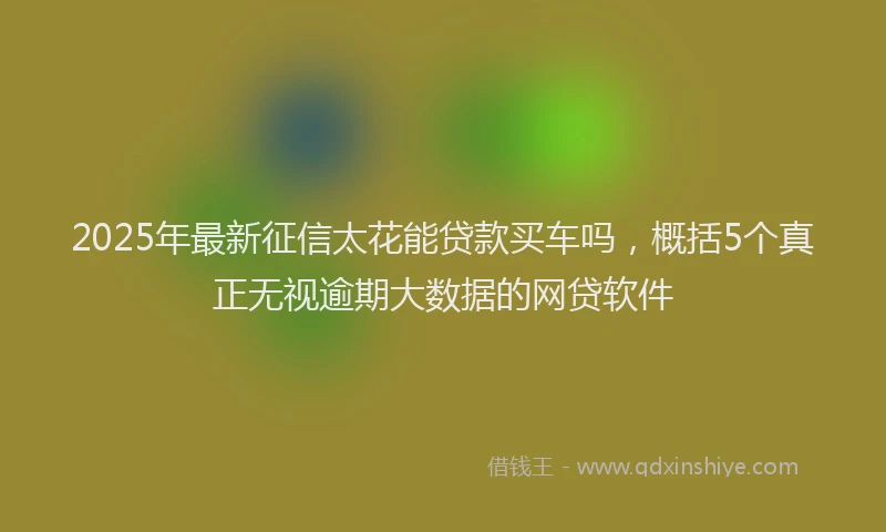 2025年最新征信太花能贷款买车吗，概括5个真正无视逾期大数据的网贷软件