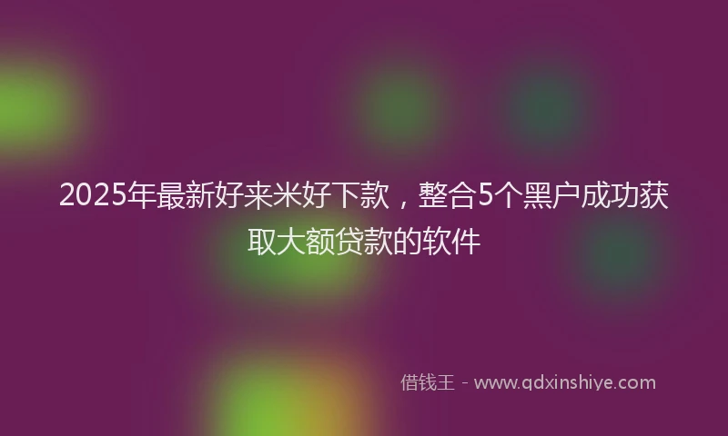2025年最新好来米好下款，整合5个黑户成功获取大额贷款的软件