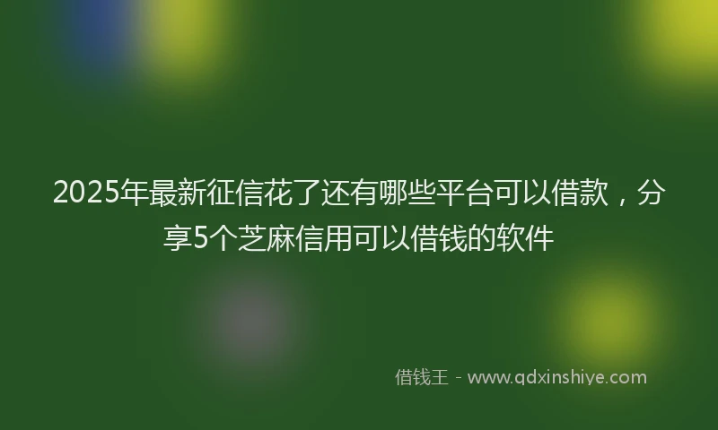 2025年最新征信花了还有哪些平台可以借款，分享5个芝麻信用可以借钱的软件