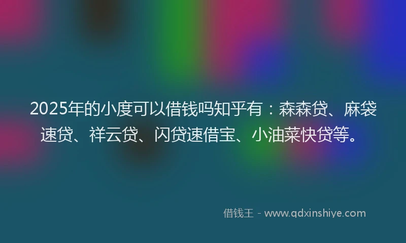 2025年的小度可以借钱吗知乎有：森森贷、麻袋速贷、祥云贷、闪贷速借宝、小油菜快贷等。