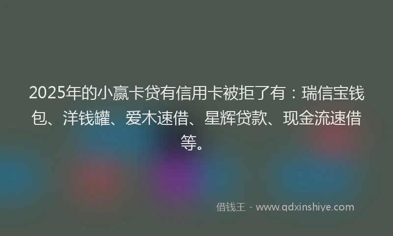 2025年的小赢卡贷有信用卡被拒了有：瑞信宝钱包、洋钱罐、爱木速借、星辉贷款、现金流速借等。