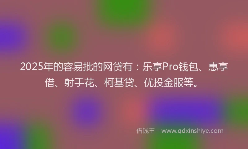 2025年的容易批的网贷有：乐享Pro钱包、惠享借、射手花、柯基贷、优投金服等。