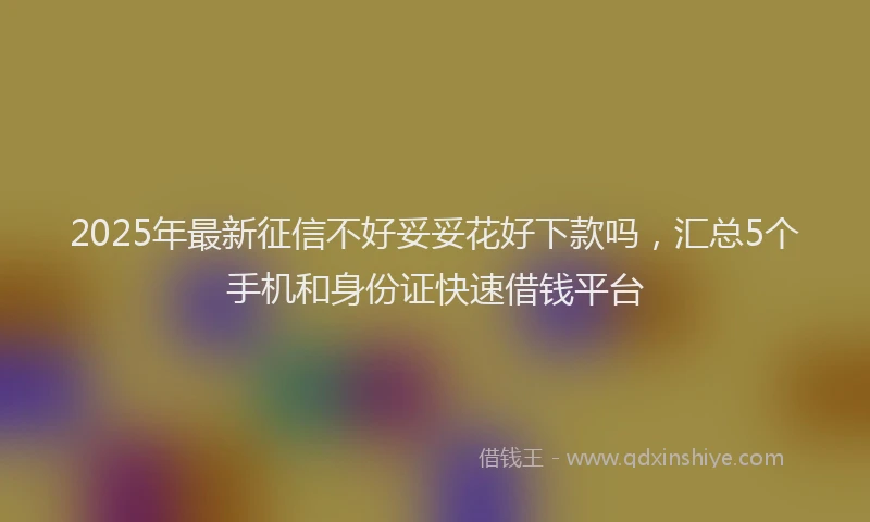2025年最新征信不好妥妥花好下款吗，汇总5个手机和身份证快速借钱平台