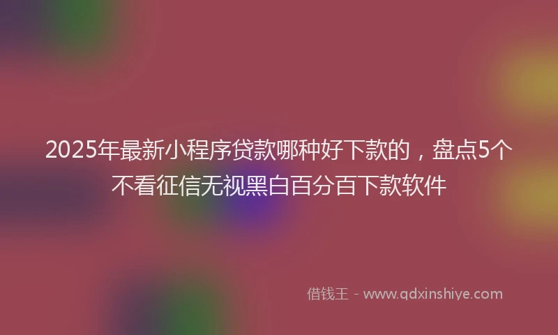 2025年最新小程序贷款哪种好下款的，盘点5个不看征信无视黑白百分百下款软件