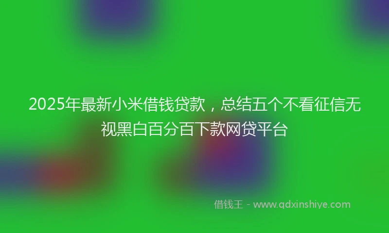 2025年最新小米借钱贷款，总结五个不看征信无视黑白百分百下款网贷平台
