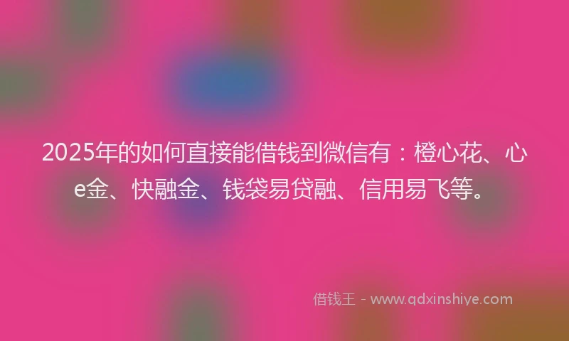 2025年的如何直接能借钱到微信有：橙心花、心e金、快融金、钱袋易贷融、信用易飞等。