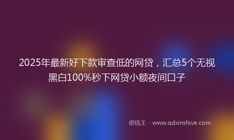 2025年最新好下款审查低的网贷，汇总5个无视黑白100%秒下网贷小额夜间口子