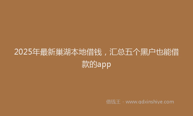 2025年最新巢湖本地借钱，汇总五个黑户也能借款的app