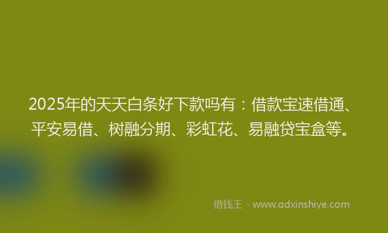 2025年的天天白条好下款吗有：借款宝速借通、平安易借、树融分期、彩虹花、易融贷宝盒等。