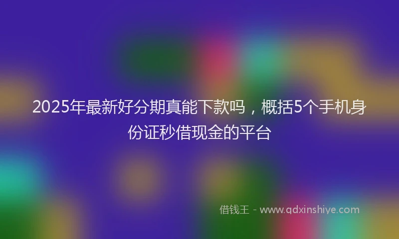 2025年最新好分期真能下款吗，概括5个手机身份证秒借现金的平台