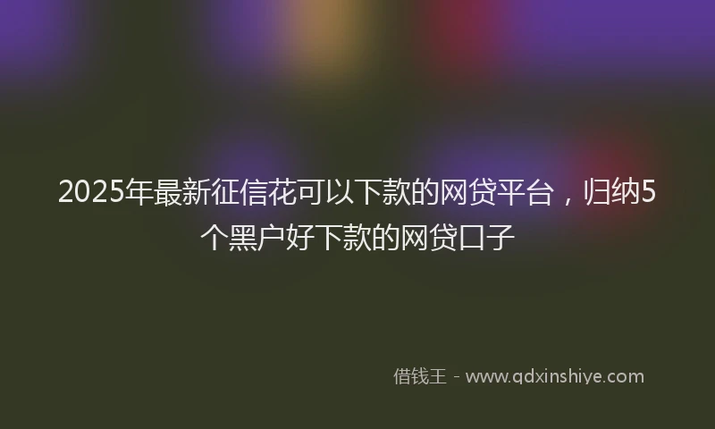 2025年最新征信花可以下款的网贷平台，归纳5个黑户好下款的网贷口子