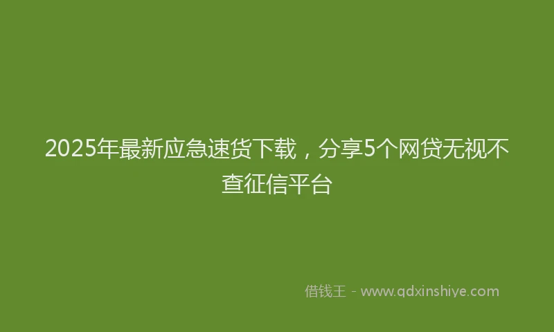 2025年最新应急速货下载，分享5个网贷无视不查征信平台