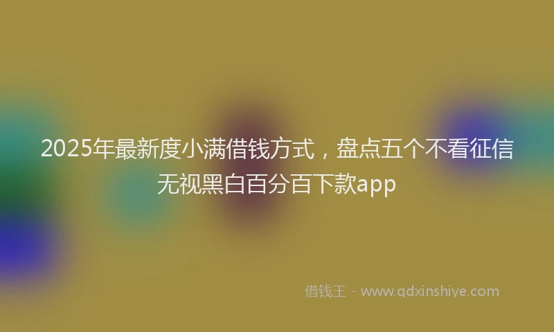 2025年最新度小满借钱方式，盘点五个不看征信无视黑白百分百下款app