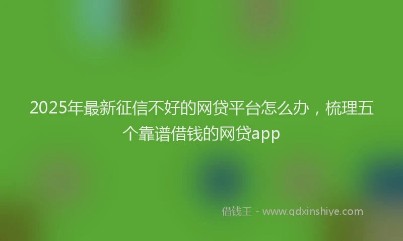 2025年最新征信不好的网贷平台怎么办，梳理五个靠谱借钱的网贷app