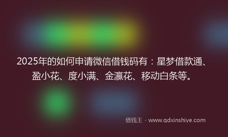 2025年的如何申请微信借钱码有：星梦借款通、盈小花、度小满、金瀛花、移动白条等。