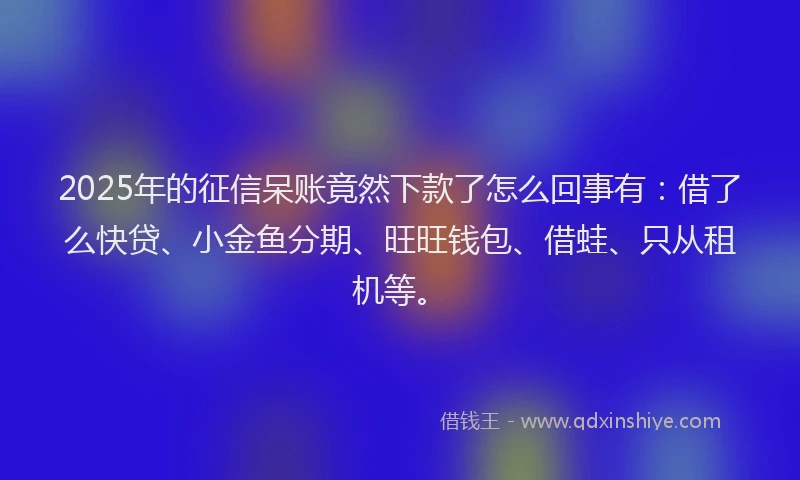 2025年的征信呆账竟然下款了怎么回事有：借了么快贷、小金鱼分期、旺旺钱包、借蛙、只从租机等。