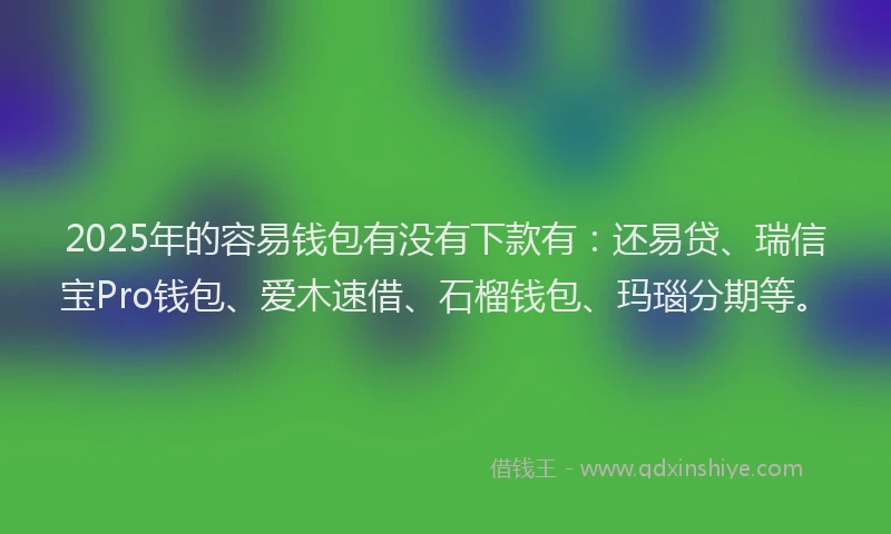 2025年的容易钱包有没有下款有：还易贷、瑞信宝Pro钱包、爱木速借、石榴钱包、玛瑙分期等。
