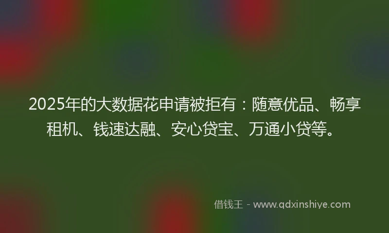 2025年的大数据花申请被拒有：随意优品、畅享租机、钱速达融、安心贷宝、万通小贷等。