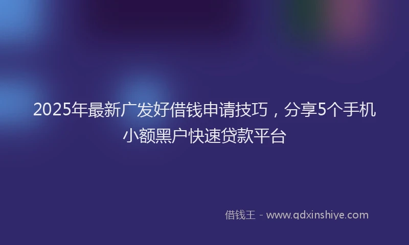 2025年最新广发好借钱申请技巧，分享5个手机小额黑户快速贷款平台