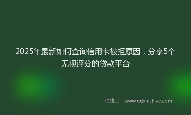 2025年最新如何查询信用卡被拒原因，分享5个无视评分的贷款平台