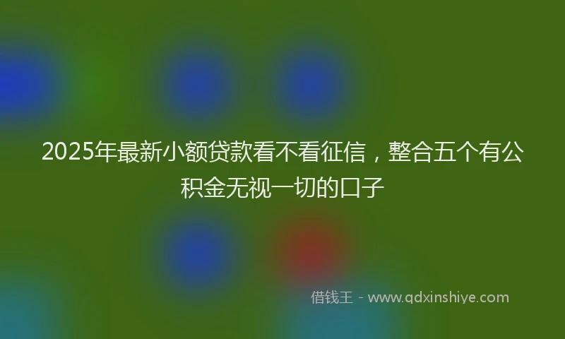 2025年最新小额贷款看不看征信，整合五个有公积金无视一切的口子