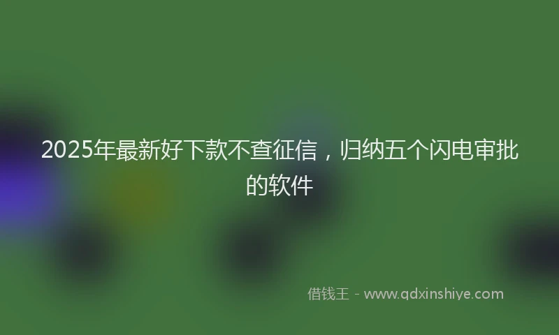 2025年最新好下款不查征信，归纳五个闪电审批的软件