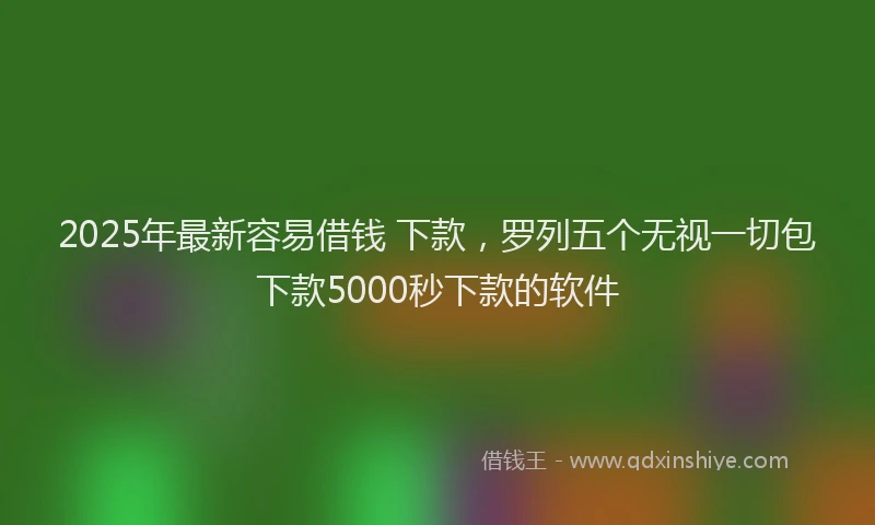 2025年最新容易借钱 下款，罗列五个无视一切包下款5000秒下款的软件