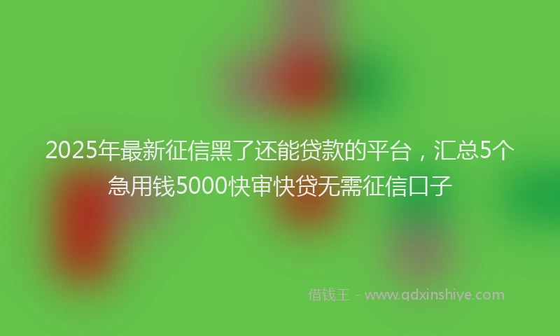 2025年最新征信黑了还能贷款的平台，汇总5个急用钱5000快审快贷无需征信口子