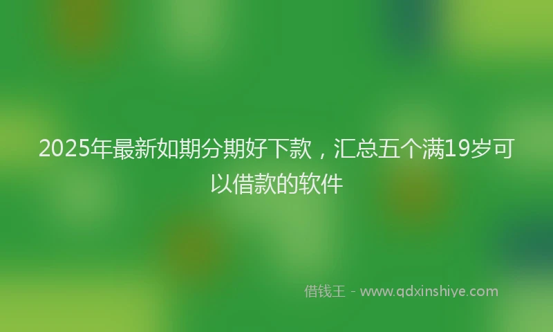 2025年最新如期分期好下款，汇总五个满19岁可以借款的软件