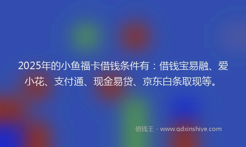 2025年的小鱼福卡借钱条件有：借钱宝易融、爱小花、支付通、现金易贷、京东白条取现等。