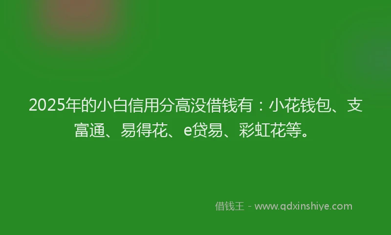 2025年的小白信用分高没借钱有：小花钱包、支富通、易得花、e贷易、彩虹花等。