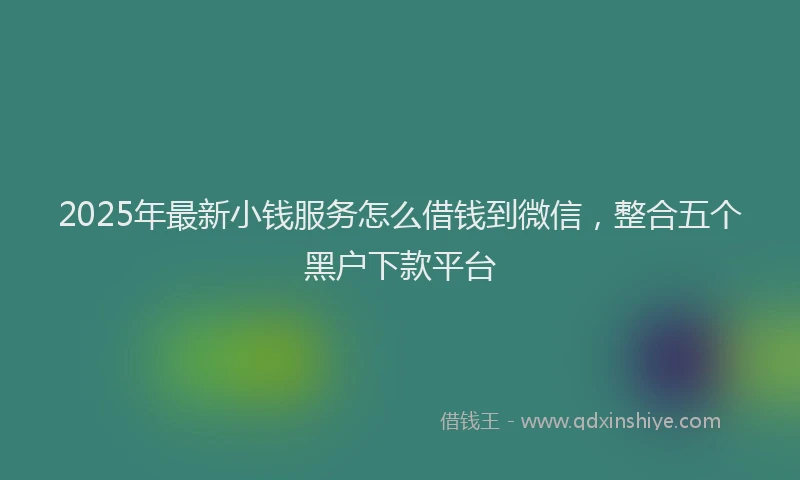 2025年最新小钱服务怎么借钱到微信，整合五个黑户下款平台
