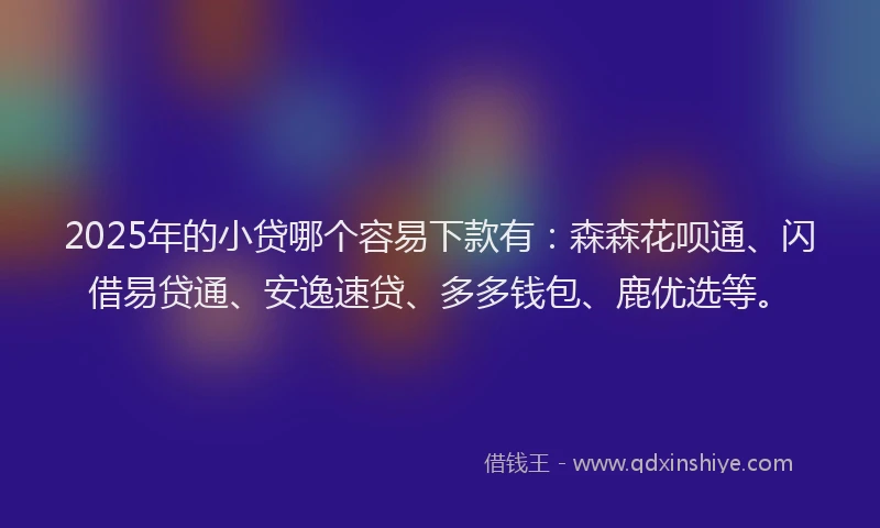 2025年的小贷哪个容易下款有：森森花呗通、闪借易贷通、安逸速贷、多多钱包、鹿优选等。