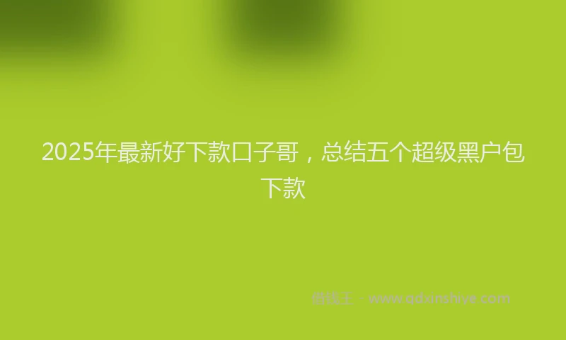2025年最新好下款口子哥，总结五个超级黑户包下款