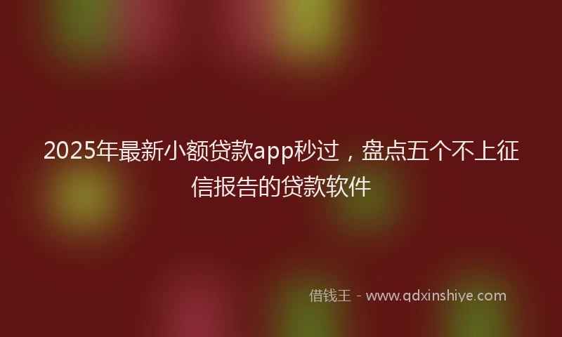2025年最新小额贷款app秒过，盘点五个不上征信报告的贷款软件