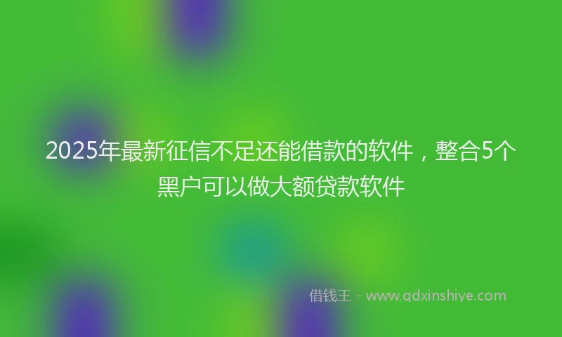 2025年最新征信不足还能借款的软件，整合5个黑户可以做大额贷款软件
