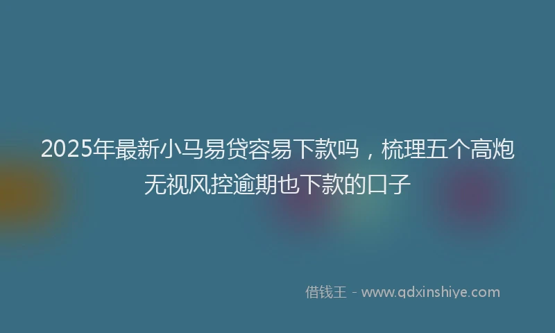 2025年最新小马易贷容易下款吗，梳理五个高炮无视风控逾期也下款的口子