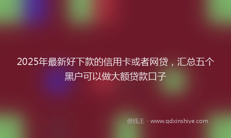 2025年最新好下款的信用卡或者网贷，汇总五个黑户可以做大额贷款口子