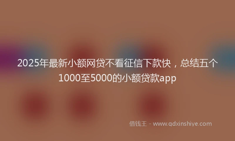 2025年最新小额网贷不看征信下款快，总结五个1000至5000的小额贷款app