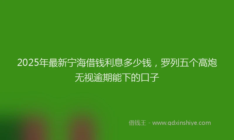 2025年最新宁海借钱利息多少钱，罗列五个高炮无视逾期能下的口子