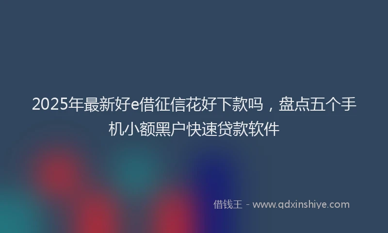 2025年最新好e借征信花好下款吗，盘点五个手机小额黑户快速贷款软件