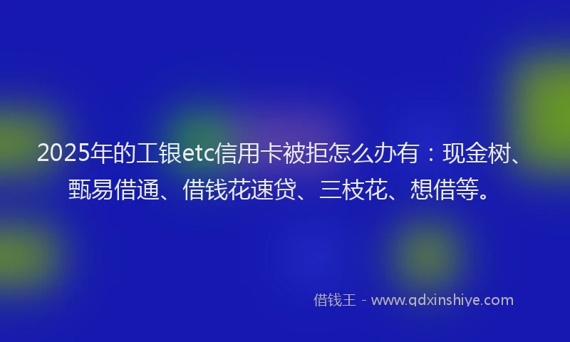 2025年的工银etc信用卡被拒怎么办有：现金树、甄易借通、借钱花速贷、三枝花、想借等。